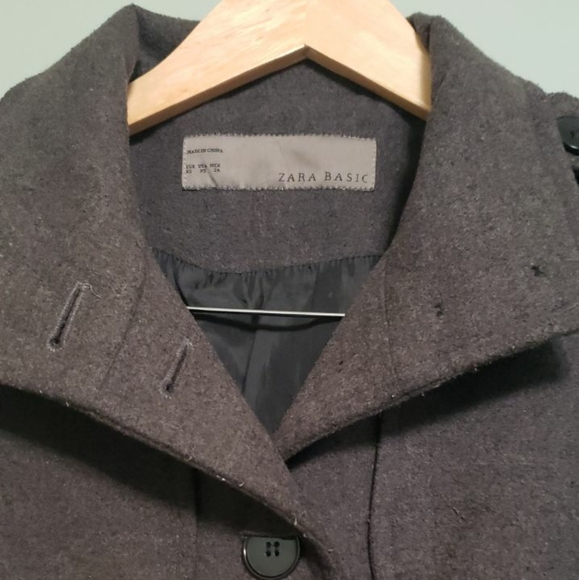 Zara grey coat with belt - Picture 9 of 11
